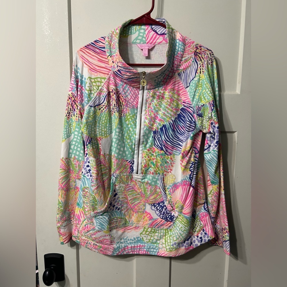 Lilly Pulitzer Amelia Island Roar of the Seas Cotton Popover Pullover Zip up